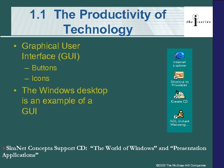 1. 1 The Productivity of Technology • Graphical User Interface (GUI) – Buttons –