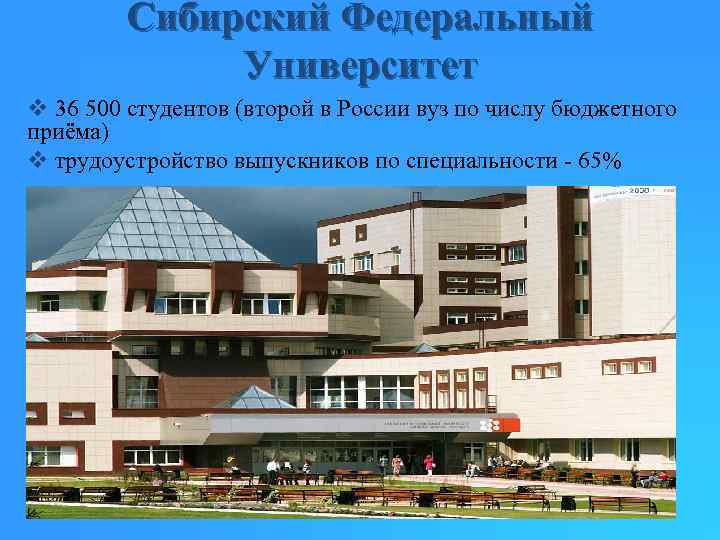 Сибирский Федеральный Университет v 36 500 студентов (второй в России вуз по числу бюджетного