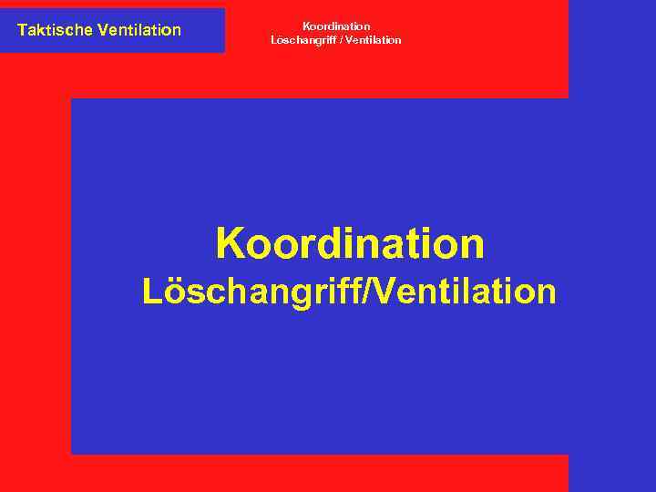 Taktische Ventilation Koordination Löschangriff / Ventilation Koordination Löschangriff/Ventilation 