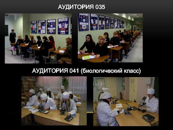 АУДИТОРИЯ 035 АУДИТОРИЯ 041 (биологический класс) 