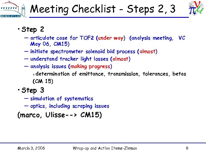 Meeting Checklist - Steps 2, 3 • Step 2 — articulate case for TOF
