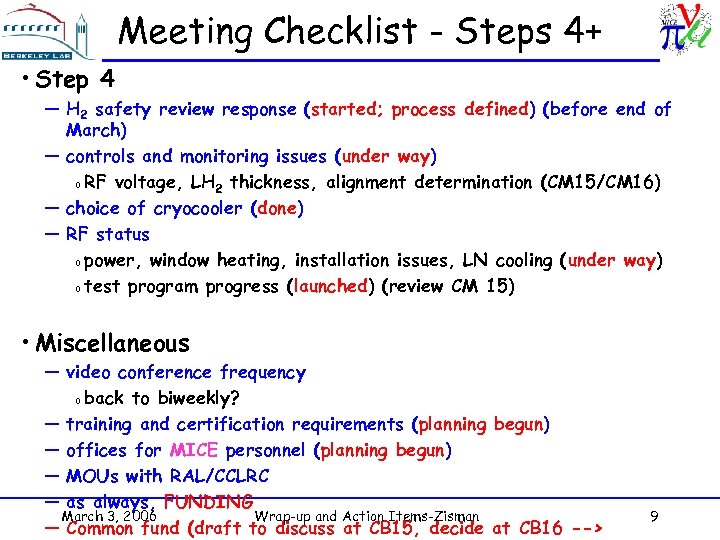 Meeting Checklist - Steps 4+ • Step 4 — H 2 safety review response