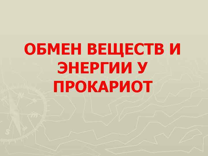 ОБМЕН ВЕЩЕСТВ И ЭНЕРГИИ У ПРОКАРИОТ 