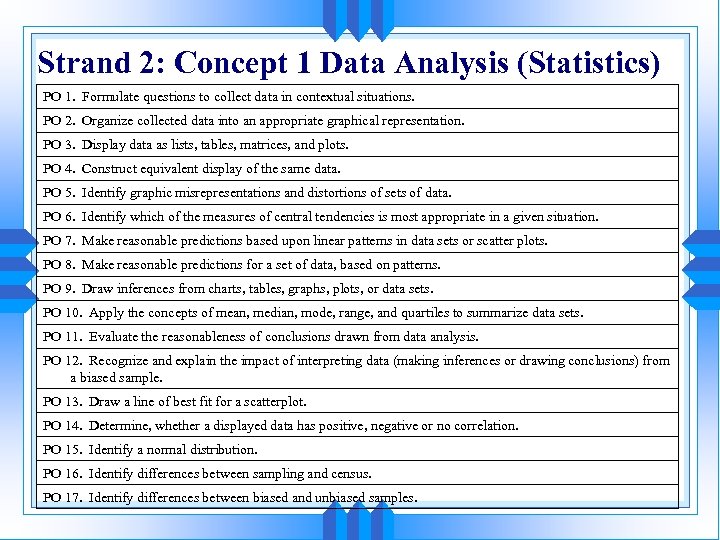 Strand 2: Concept 1 Data Analysis (Statistics) PO 1. Formulate questions to collect data