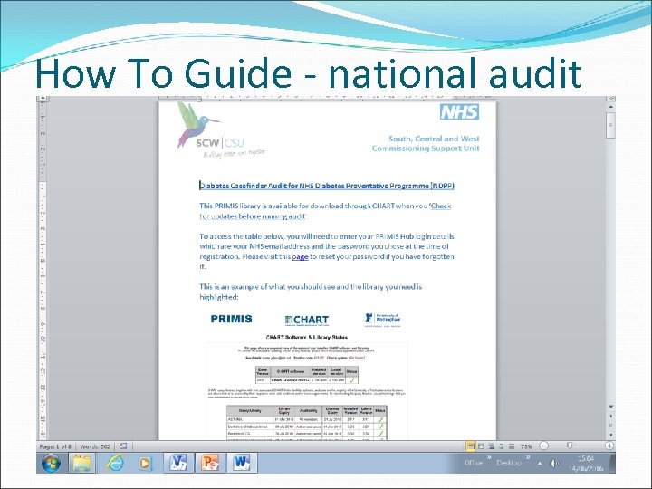 How To Guide - national audit 