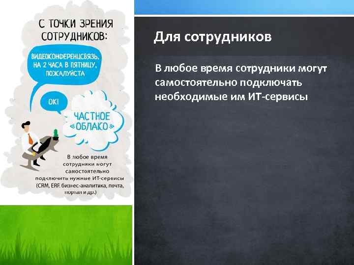 Для сотрудников В любое время сотрудники могут самостоятельно подключать необходимые им ИТ-сервисы 