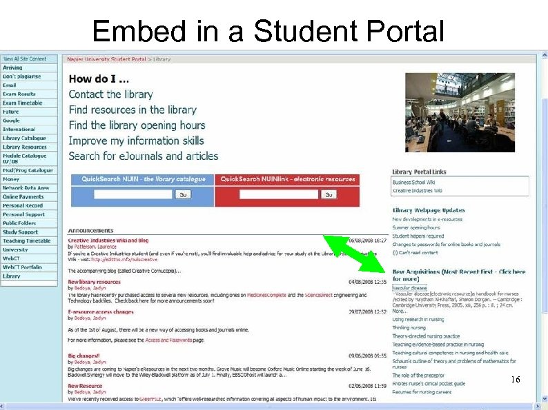 Embed in a Student Portal 16 