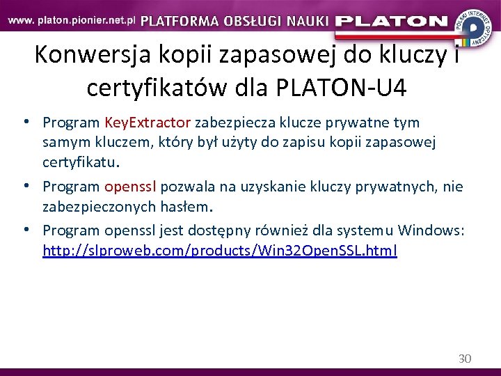 Konwersja kopii zapasowej do kluczy i certyfikatów dla PLATON-U 4 • Program Key. Extractor