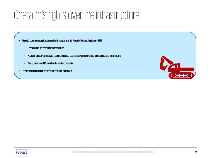 Operator’s rights over the infrastructure • Operator does not recognise concession infrastructure as its