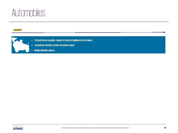 Automobiles Implications • Timing of revenue recognition - dispatch v/s transfer of significant risks
