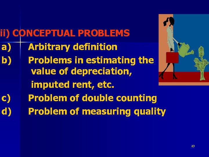ii) CONCEPTUAL PROBLEMS a) Arbitrary definition b) Problems in estimating the value of depreciation,
