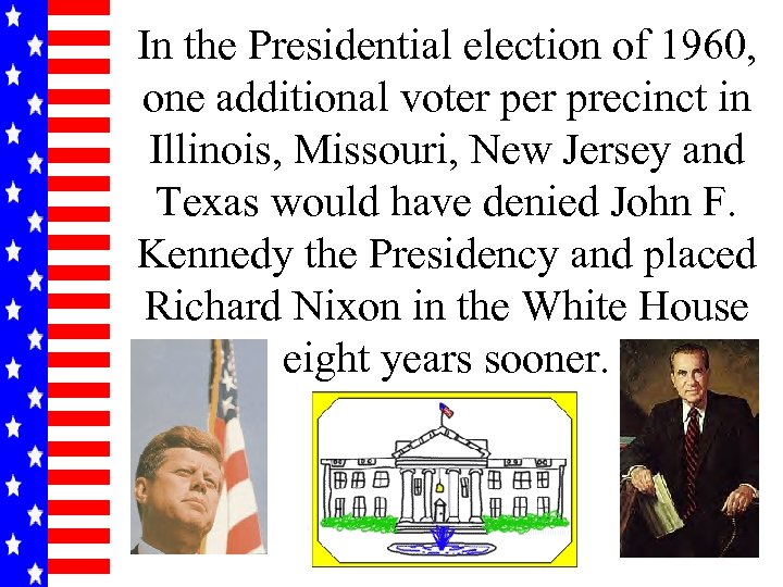 In the Presidential election of 1960, one additional voter precinct in Illinois, Missouri, New