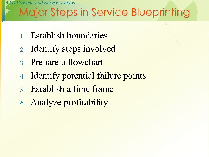 4 -39 Product and Service Design Major Steps in Service Blueprinting 1. 2. 3.