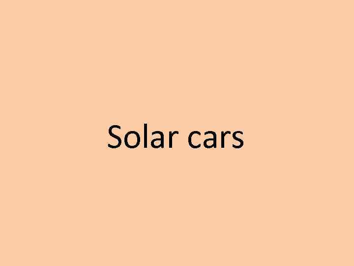 Solar cars 