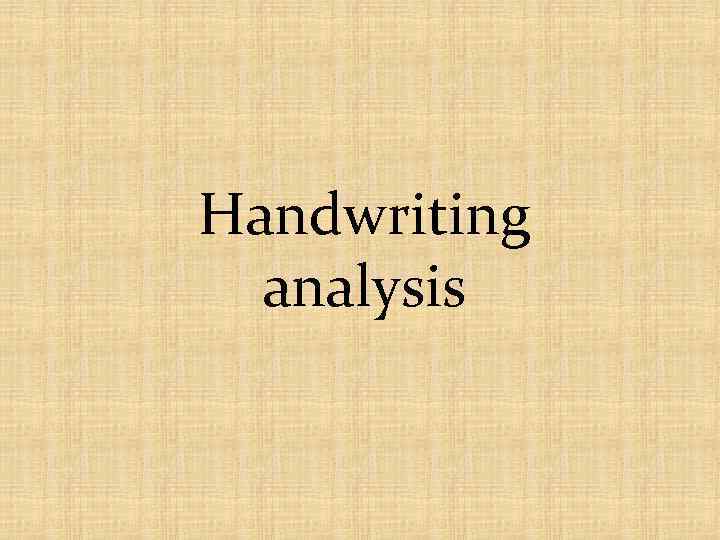 Handwriting analysis 