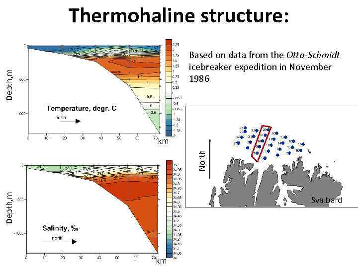 Thermohaline structure: Depth, m Based on data from the Otto-Schmidt icebreaker expedition in November