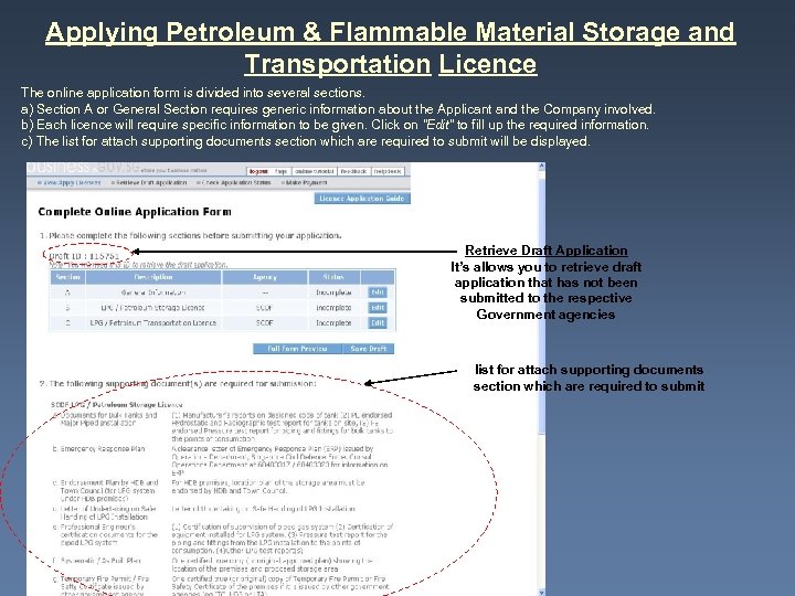 Applying Petroleum & Flammable Material Storage and Transportation Licence The online application form is
