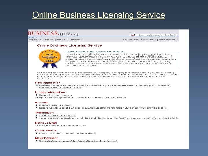 Online Business Licensing Service 