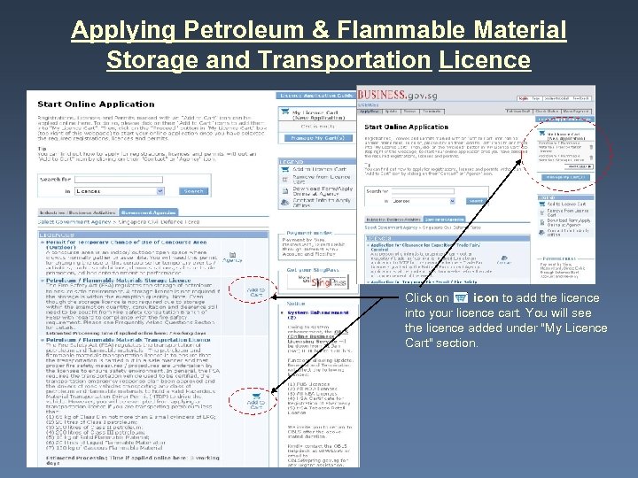 Applying Petroleum & Flammable Material Storage and Transportation Licence Click on icon to add