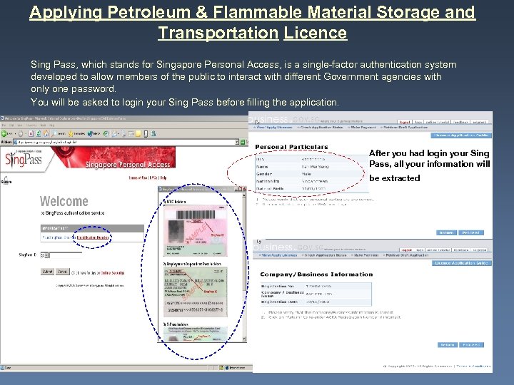 Applying Petroleum & Flammable Material Storage and Transportation Licence Sing Pass, which stands for