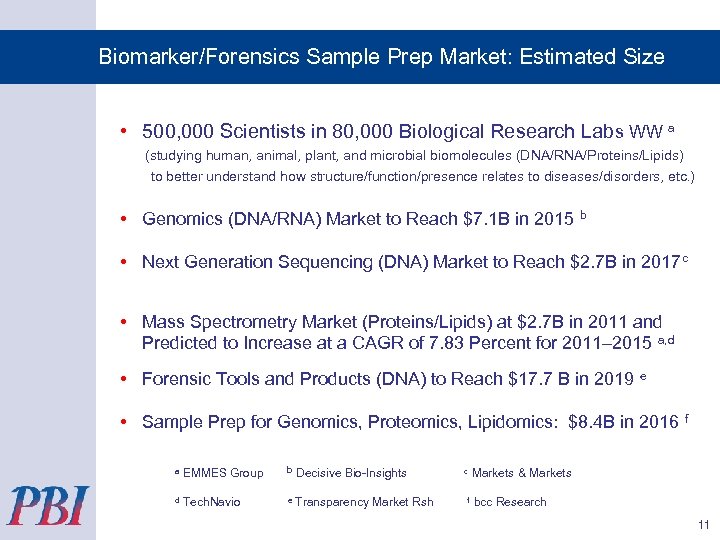 Biomarker/Forensics Sample Prep Market: Estimated Size • 500, 000 Scientists in 80, 000 Biological