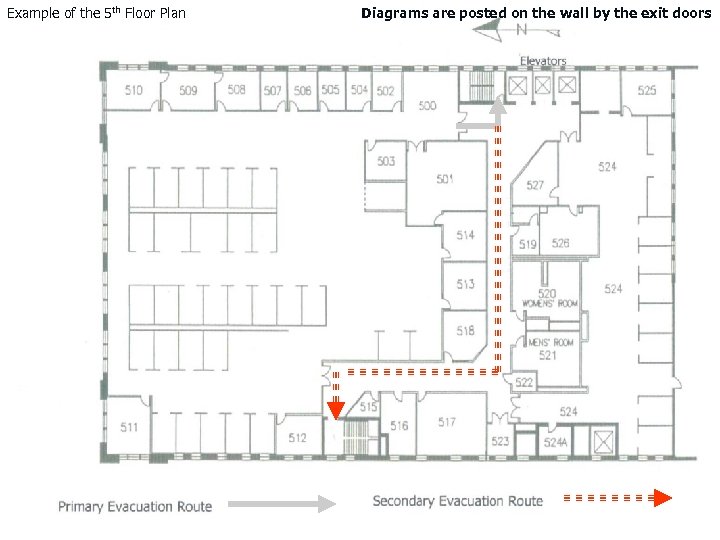 Example of the 5 th Floor Plan Diagrams are posted on the wall by