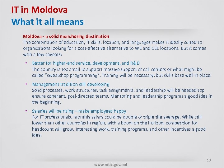 IT in Moldova What it all means Moldova - a solid nearshoring destination The