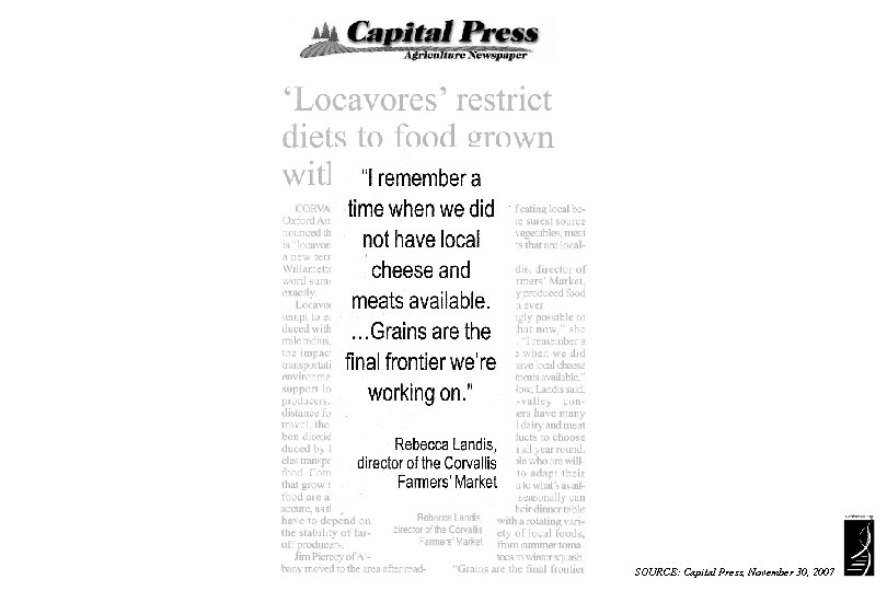 SOURCE: Capital Press, November 30, 2007 