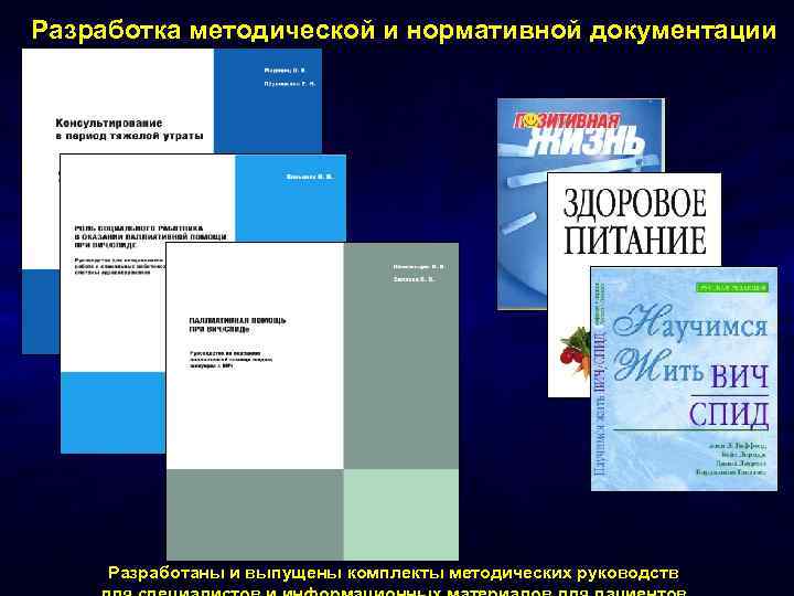 Разработка методической и нормативной документации Разработаны и выпущены комплекты методических руководств 