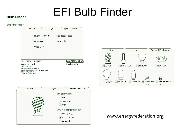 EFI Bulb Finder www. energyfederation. org 