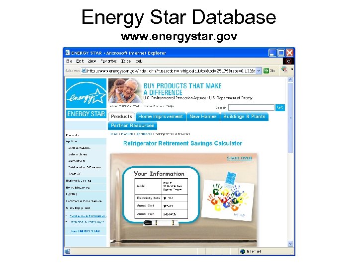 Energy Star Database www. energystar. gov 