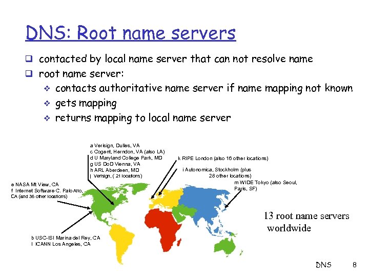 DNS: Root name servers q contacted by local name server that can not resolve