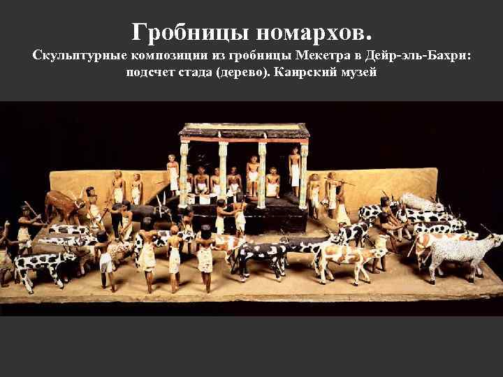 Гробницы номархов. Скульптурные композиции из гробницы Мекетра в Дейр-эль-Бахри: подсчет стада (дерево). Каирский музей