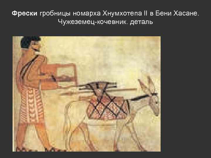 Фрески гробницы номарха Хнумхотепа II в Бени Хасане. Чужеземец-кочевник. деталь 