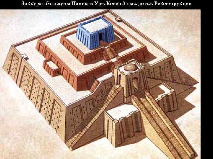 Зиккурат бога луны Нанны в Уре. Конец 3 тыс. до н. э. Реконструкция 