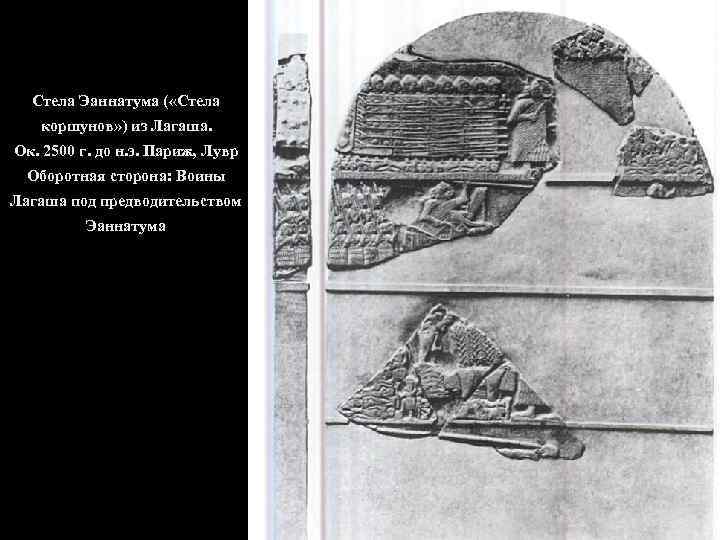 Стела Эаннатума ( «Стела коршунов» ) из Лагаша. Ок. 2500 г. до н. э.