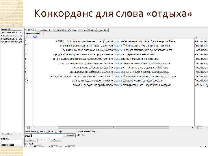 Конкорданс для слова «отдыха» 