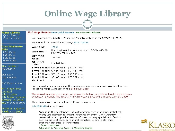 Online Wage Library 
