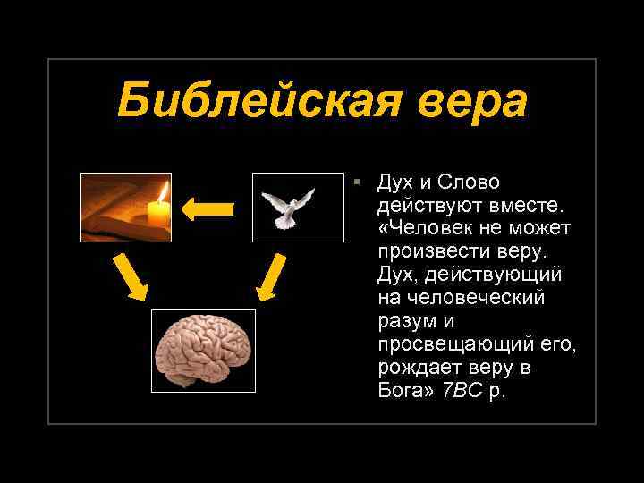 Библейская вера ▪ Дух и Слово действуют вместе. «Человек не может произвести веру. Дух,