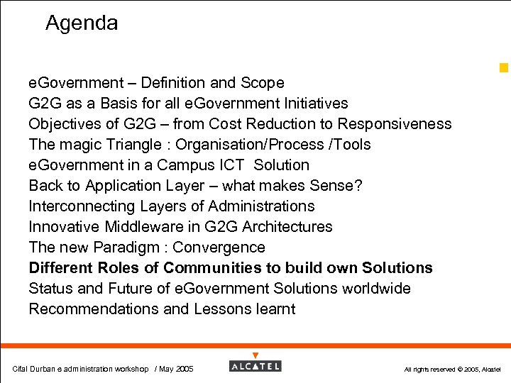 Agenda 49 e. Government – Definition and Scope G 2 G as a Basis