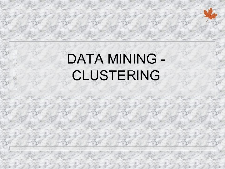 DATA MINING CLUSTERING 