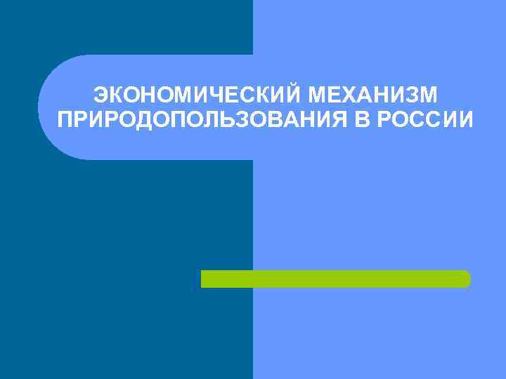 ЭКОНОМИЧЕСКИЙ МЕХАНИЗМ ПРИРОДОПОЛЬЗОВАНИЯ В РОССИИ 