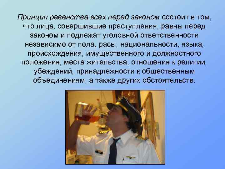 Принцип равенства всех перед законом состоит в том, что лица, совершившие преступления, равны перед