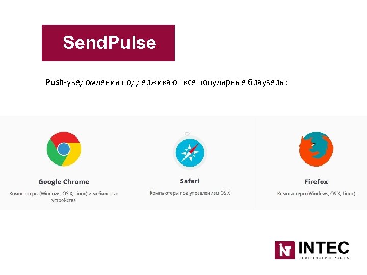 Send. Pulse Push-уведомления поддерживают все популярные браузеры: 