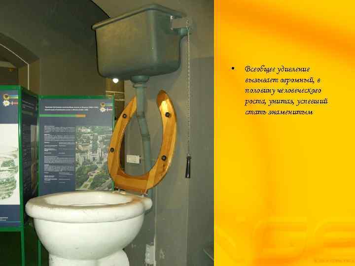  • Всеобщее удивление вызывает огромный, в половину человеческого роста, унитаз, успевший стать знаменитым