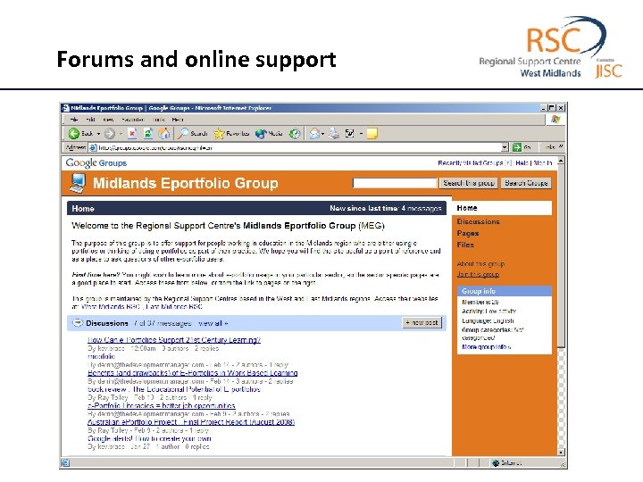 Forums and online support 