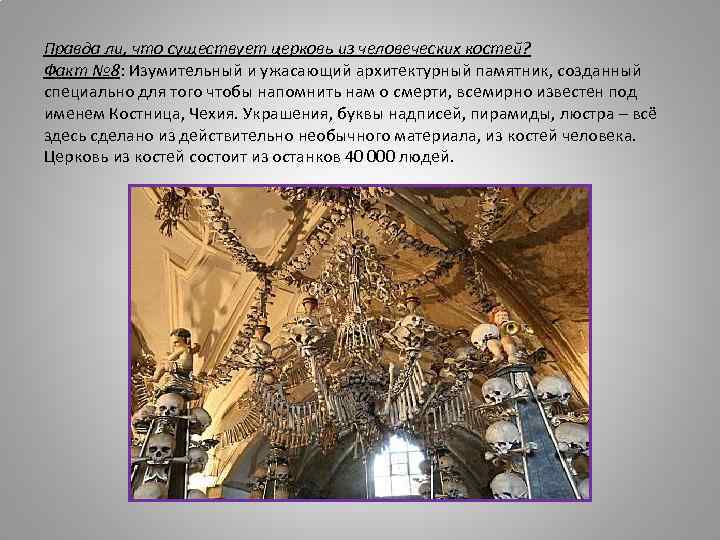 Правда ли, что существует церковь из человеческих костей? Факт № 8: Изумительный и ужасающий