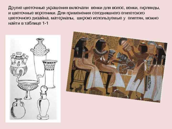 Другие цветочные украшения включали венки для волос, венки, гирлянды, и цветочные воротники. Для применения