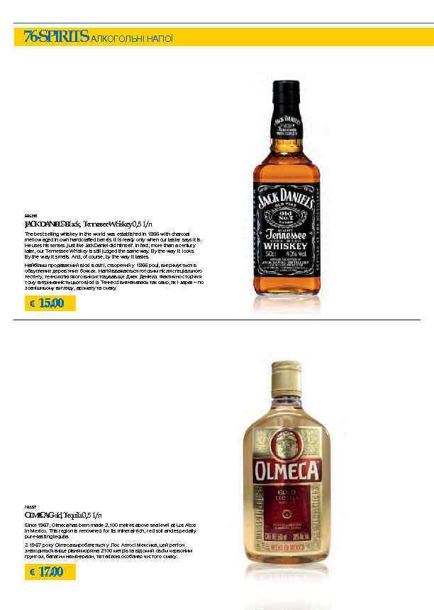 76 -SPIRITSАЛКОГОЛЬНІ НАПОЇ 695318 J C D NE ’ Black, Tennessee Whiskey 0, 5