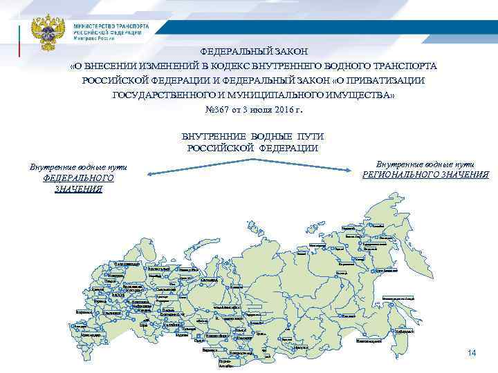 ФЕДЕРАЛЬНЫЙ ЗАКОН «О ВНЕСЕНИИ ИЗМЕНЕНИЙ В КОДЕКС ВНУТРЕННЕГО ВОДНОГО ТРАНСПОРТА РОССИЙСКОЙ ФЕДЕРАЦИИ И ФЕДЕРАЛЬНЫЙ